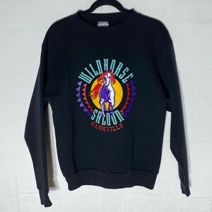 Vintage Onetia Wildhorse Saloon Nashville Black Graphic Crew Neck Sweatshirt S
